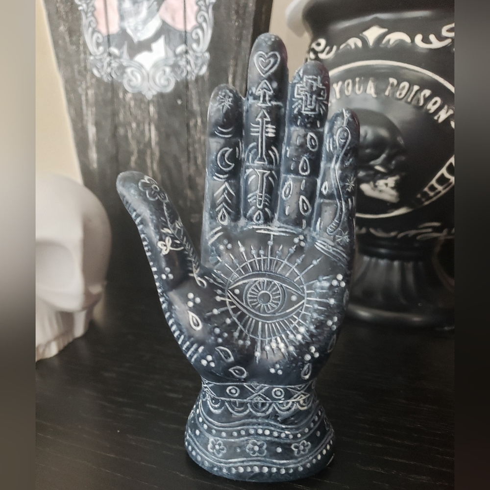 Evil Eye Hand of Hamsa Palmistry psychic reading mini statue